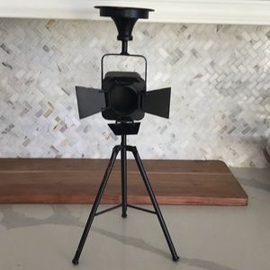 Antique Decorative Metal Movie Camera With Candle Holder